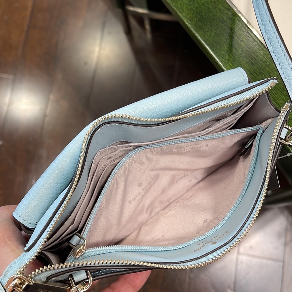 NWT Kate Spade Leila Small Crossbody K8284 
Leather Dewy Blue 
NWT - Picture 7 of 16